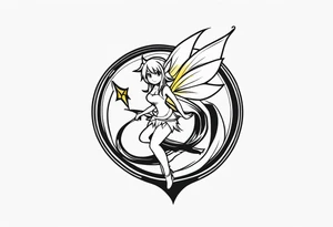 A fairy with a tail that is the fairy in the Fairy Tail anime guild logo tattoo idea