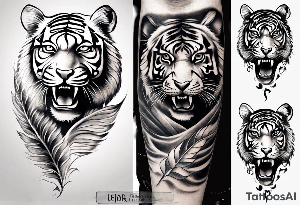 indian human 
tiger 
realistic leg sleeve tattoo idea