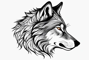 right side profile of a wolf face tattoo idea