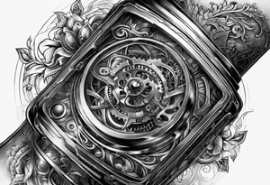 upper right arm
machine under skin exposed through cuts tattoo idea