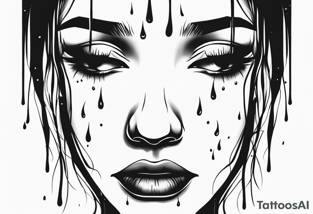 crying face with tears tattoo idea