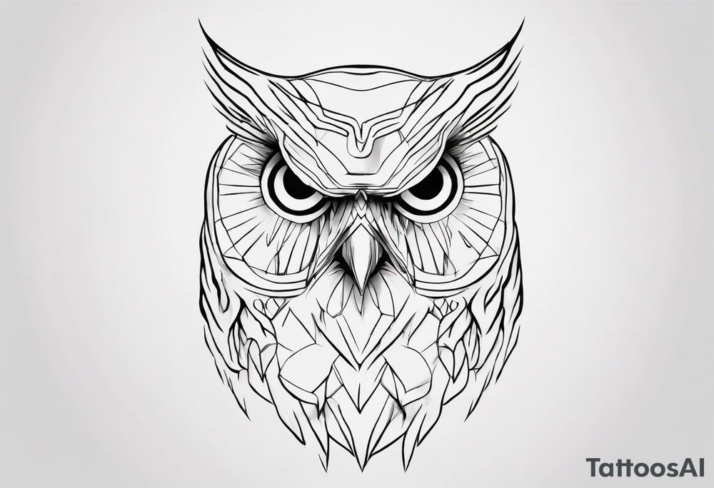 create one line tattoo of a owl head. the line has to start at the buttom and be finished at the top. Has to be really simple and be one-line that is connected tattoo idea