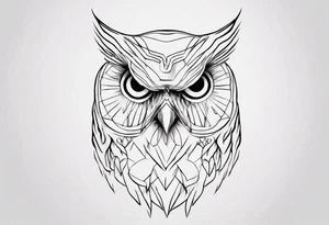 create one line tattoo of a owl head. the line has to start at the buttom and be finished at the top. Has to be really simple and be one-line that is connected tattoo idea