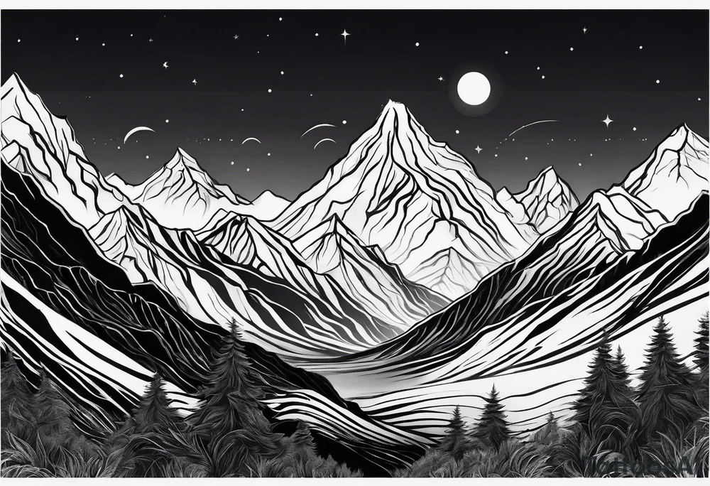 Mountain range silhouette chic tattoo idea