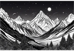 Mountain range silhouette chic tattoo idea