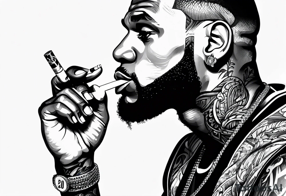 lebron james smoking cigarette tattoo idea