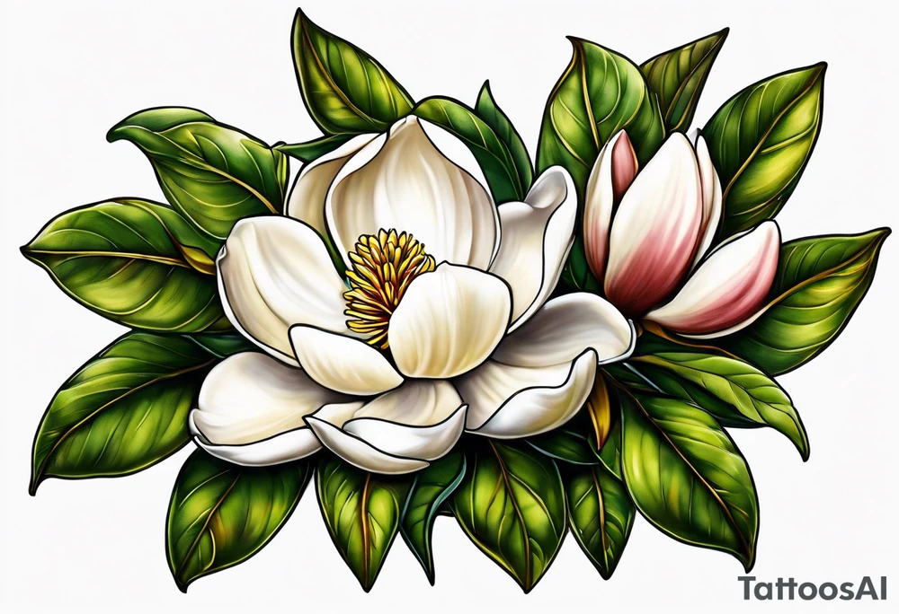 Southern magnolia tree tattoo idea