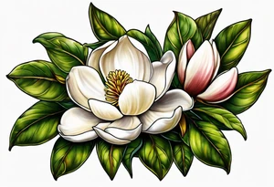 Southern magnolia tree tattoo idea