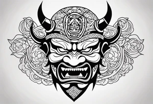 japanesenoh mask, anger, tattoo idea