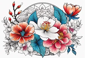 Summer flowers and symbolism for a Quarter sleeve tattoo tattoo idea