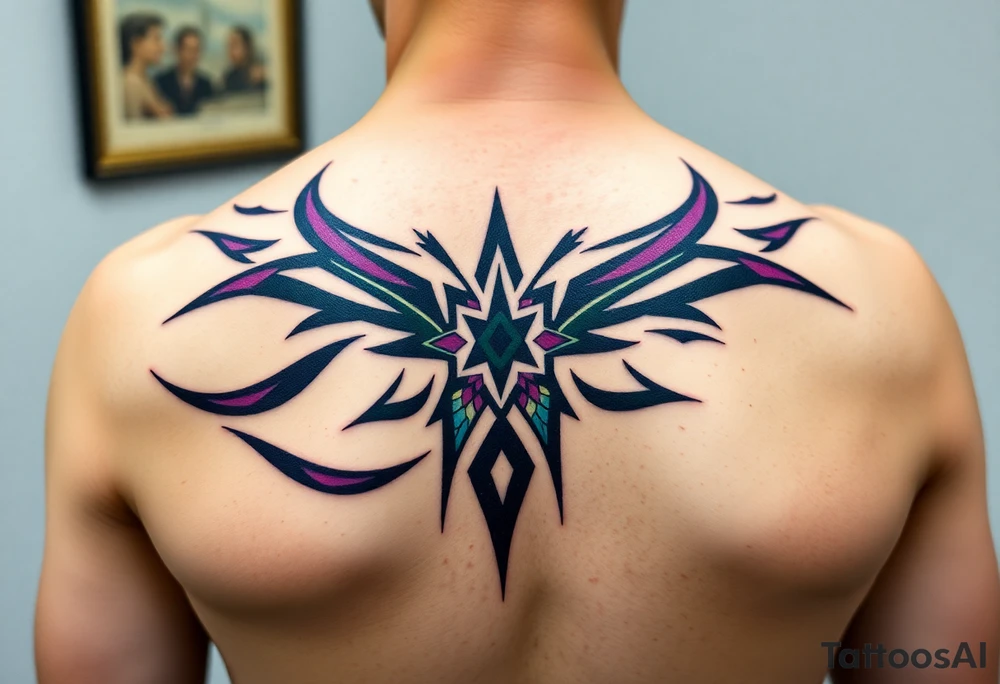 Side of arm Dark Purple with green pink blue and white highlights tartan fabric with skin peeling away at edges tattoo idea
