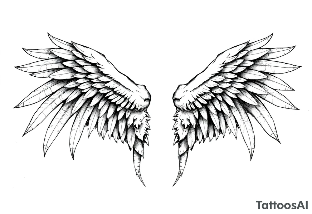 Realistic angelwings on a back tattoo idea