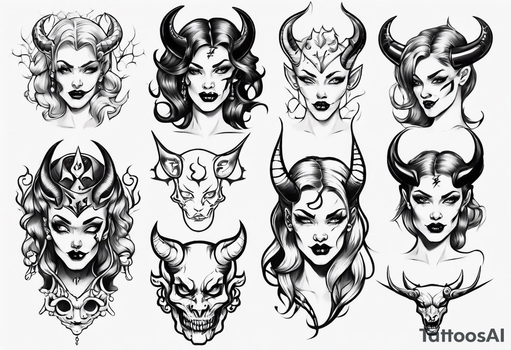 Female devil tattoo idea
