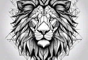 Constructing the lion’s face from geometric shapes, lines, and angles, offering a sleek and contemporary take on the traditional lion image. tattoo idea