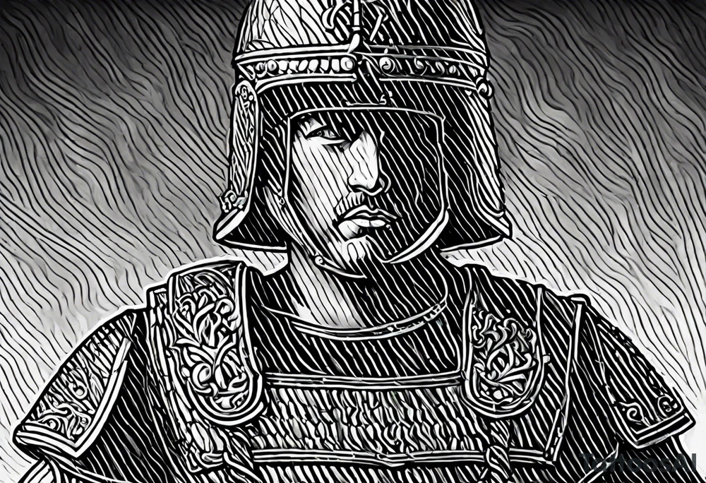 roman soldier from AD 60, wearing the "armor of God" as described in ephesians chapter 6 verses 10 to 17 tattoo idea