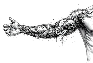 A full sleeve with themes of personal struggle, family, faith, and perseverance tattoo idea