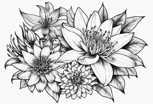 Lillies and chrysanthemums tattoo idea