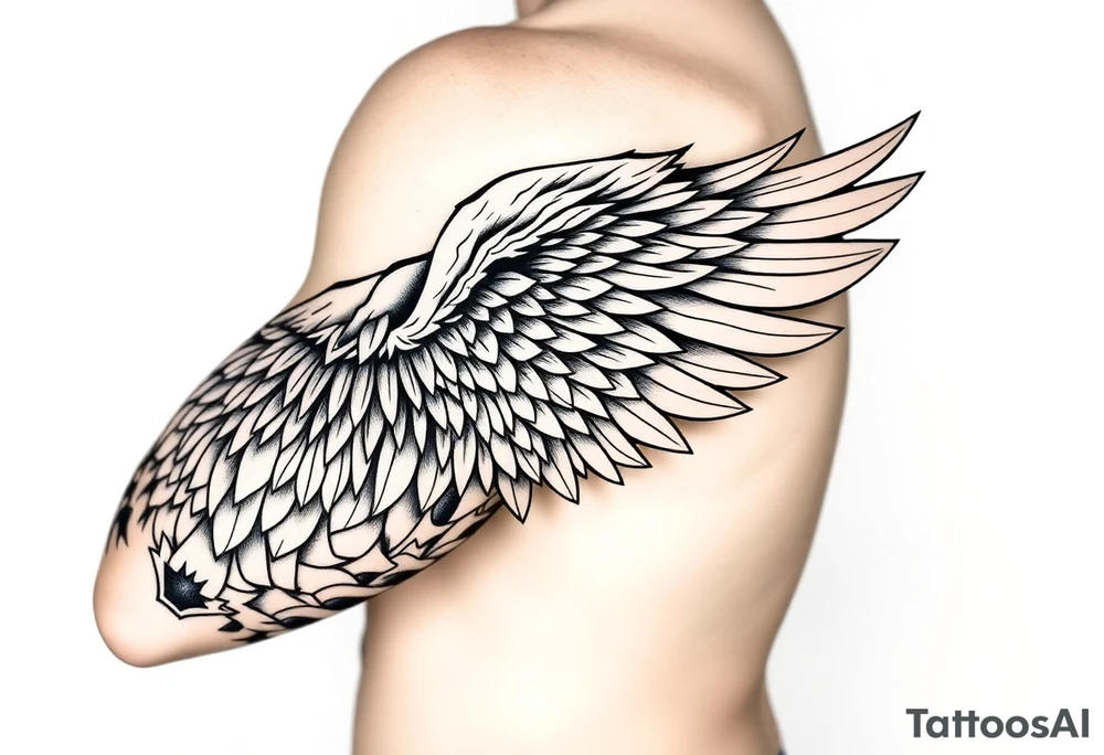 Full Shoulder to elbow wing tattoo idea