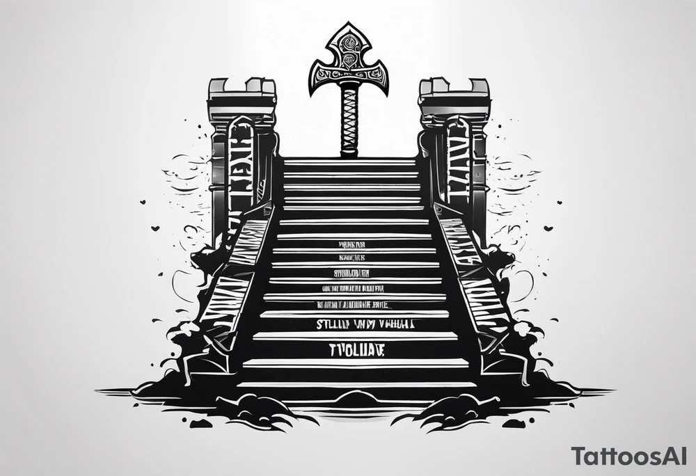 Valhalla
sword stairs axe mist tattoo idea