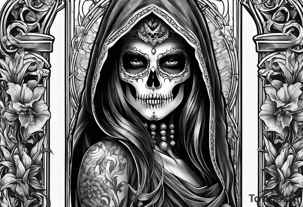 lady skeleton grim reaper satan tattoo idea