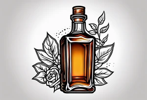 American traditional tattoo of square whiskey bottle tattoo idea