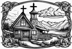christian 
cross, campfire, golf , whiskey glass, cabin tattoo idea
