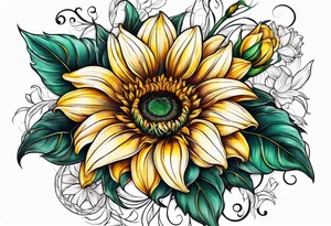 sunflower lily rose tattoo idea