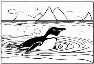 penguin swimming in water tattoo idea
