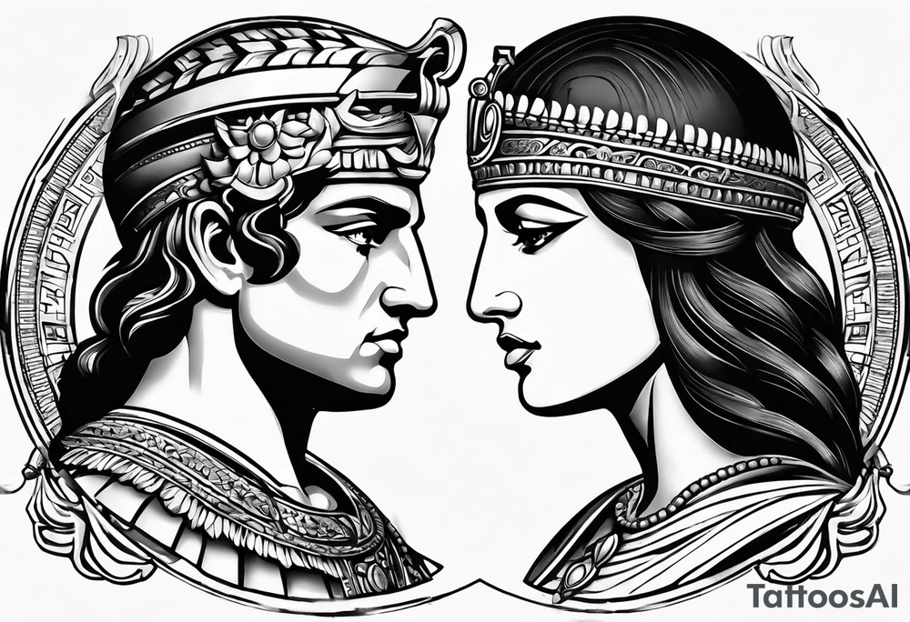 Alexander the Great & Cleopatra back to back just the head tattoo idea Alexander the Great & Cleopatra back to back just the head tattoo idea