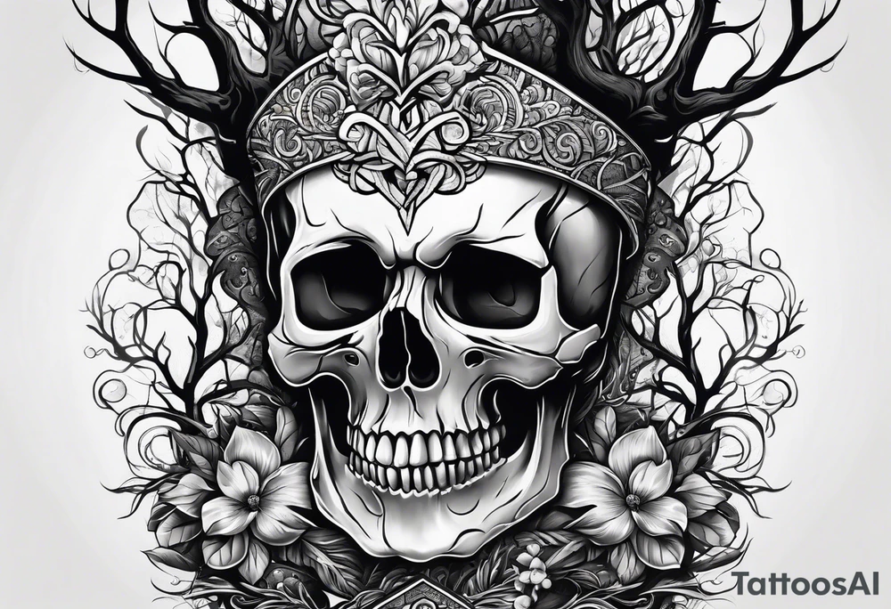 Skull tree tattoo idea