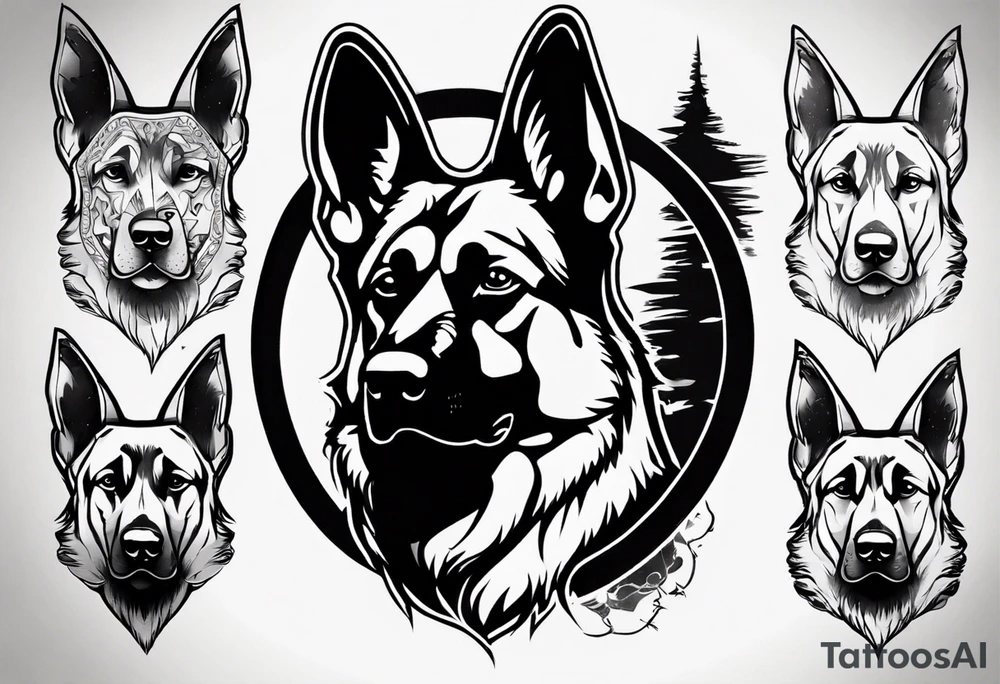 German Shepherd with frame tattoo idea