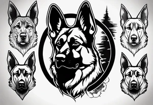 German Shepherd with frame tattoo idea