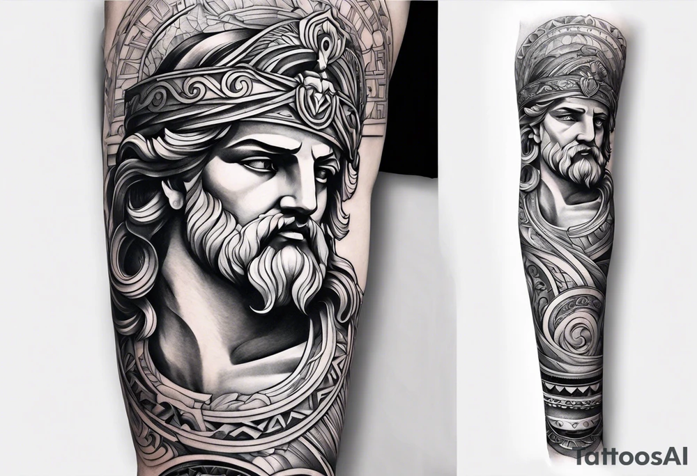 Greek Gods Arm sleeve tattoo idea