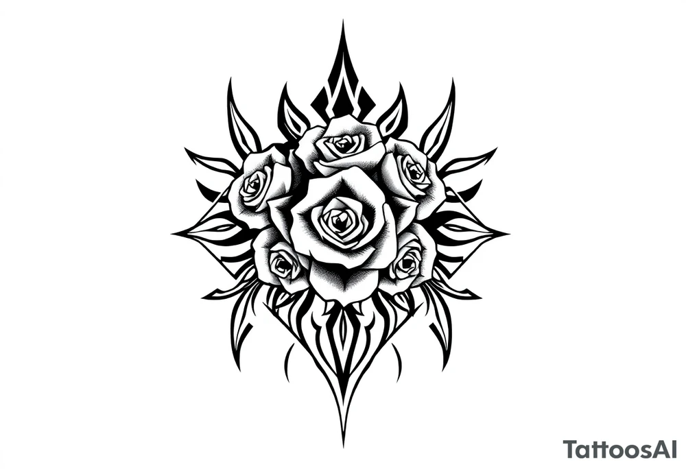 A lot of small roses in a diamond shape tattoo idea
