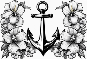 An anchor and orchids tattoo idea