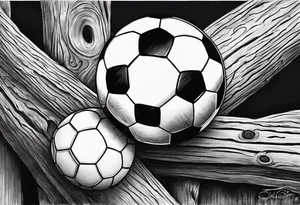 Redfin on a log with a soccer ball tattoo idea