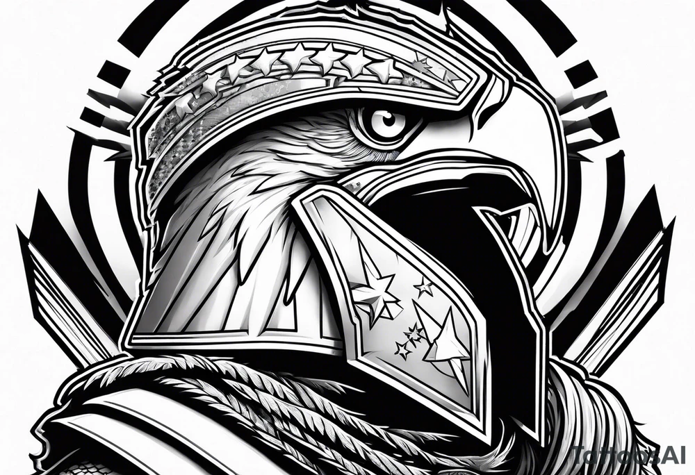Spartan with American flag eagle tattoo idea