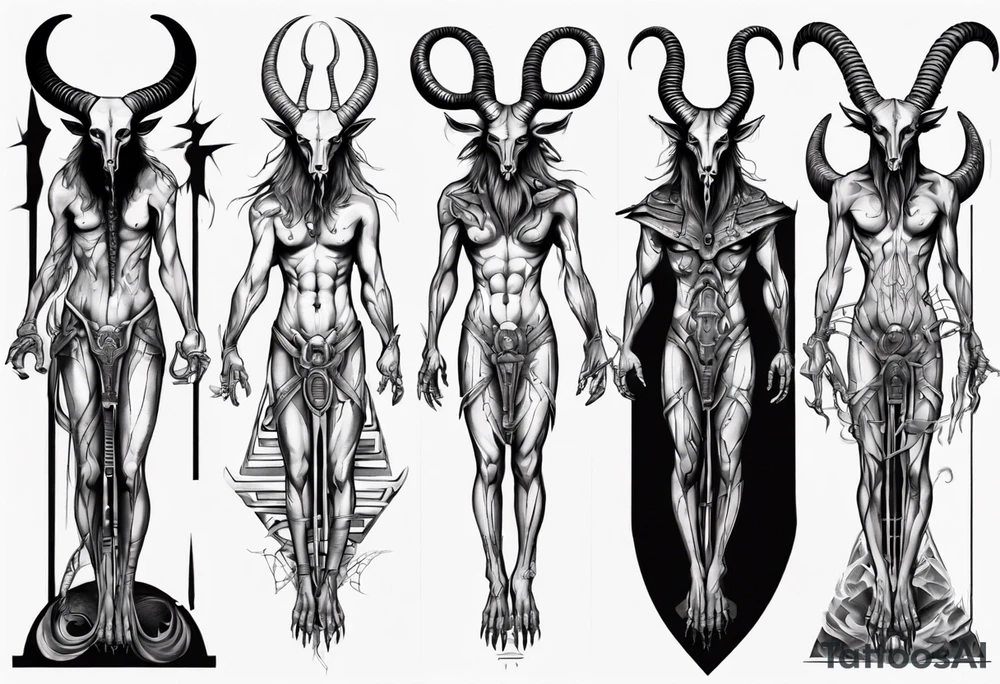 Baphomet standing full body tattoo idea