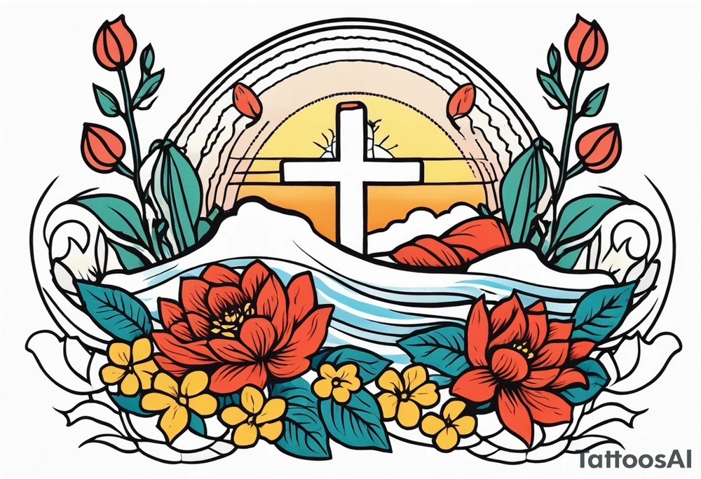 baptize in river



old school vintage simple traditional design with vintage flowers surrounding
bold color simple tattoo idea