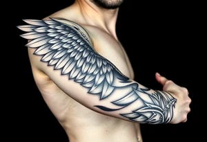 Shoulder to elbow wing tattoo idea