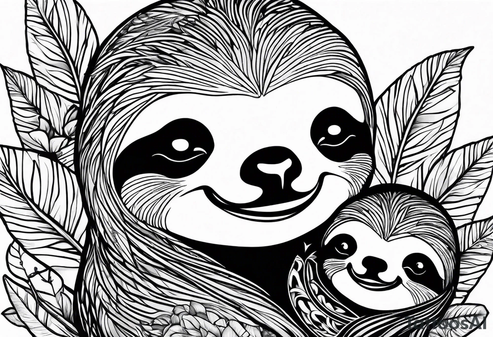 Sloth and babies tattoo idea