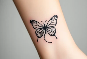ethereal butterfly with flowing silk ribbons in moonlight tattoo idea