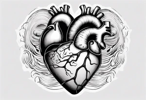 anatomic heart which is also a Japanese wave painting tattoo idea