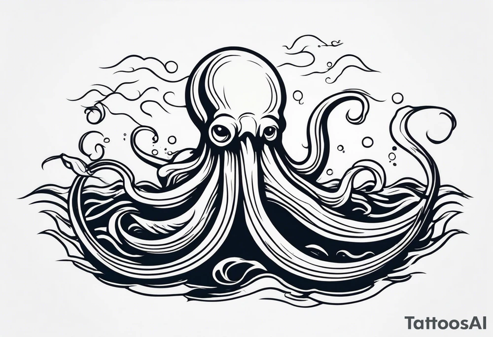 The tentacles of a kraken coming out of the water tattoo idea