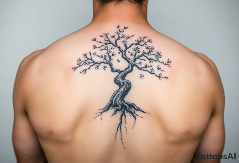 Bonsai weeping cherry blossom tree of life tattoo idea