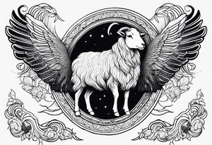 Black sheep with angel wings tattoo idea