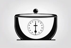 Picture of weight scale with a cross in the bowl on one side weighed down tattoo idea