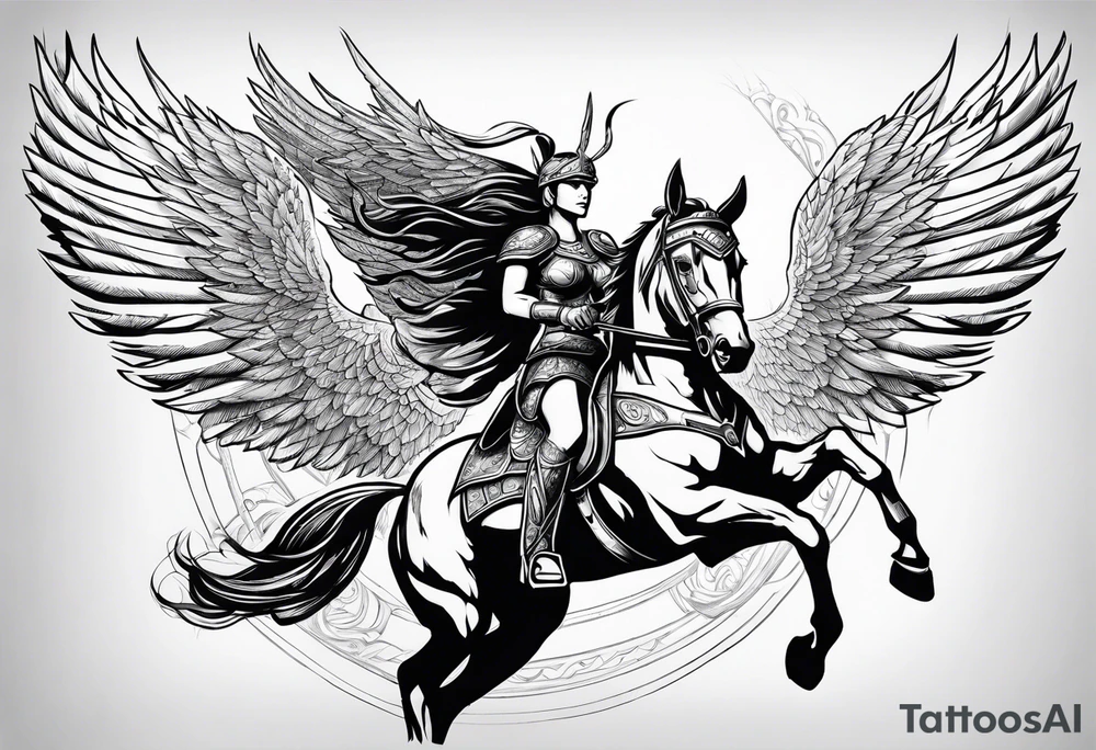 Valkyrie on horse wings tattoo idea