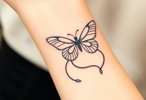 ethereal butterfly with flowing silk ribbons in moonlight tattoo idea