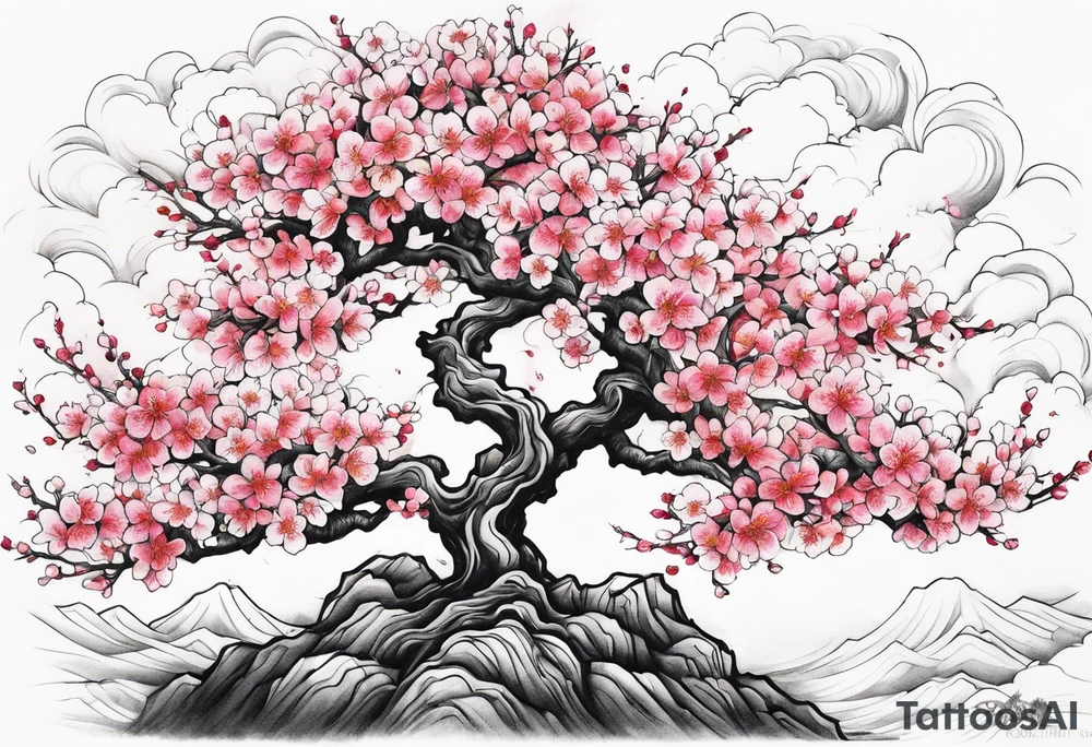 Shoulder cherry blossom tree tattoo idea